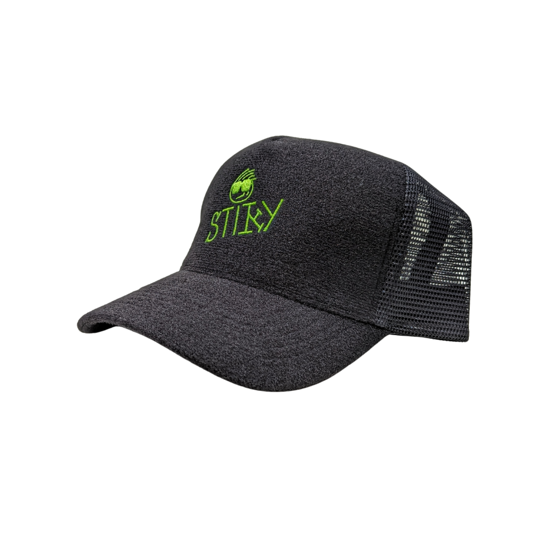 Stiky Trucker Hat 2.0 - Black w/ Green Logo